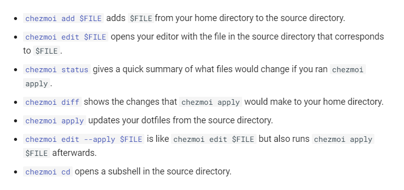 Chezmoi Daily commands
